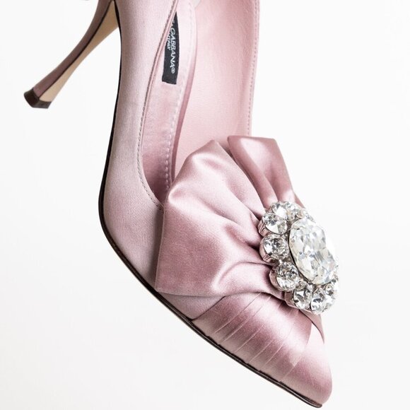 Dolce & Gabbana Crystal Embellished Satin Pumps High Heels Liliac Decollete - Picture 9 of 15